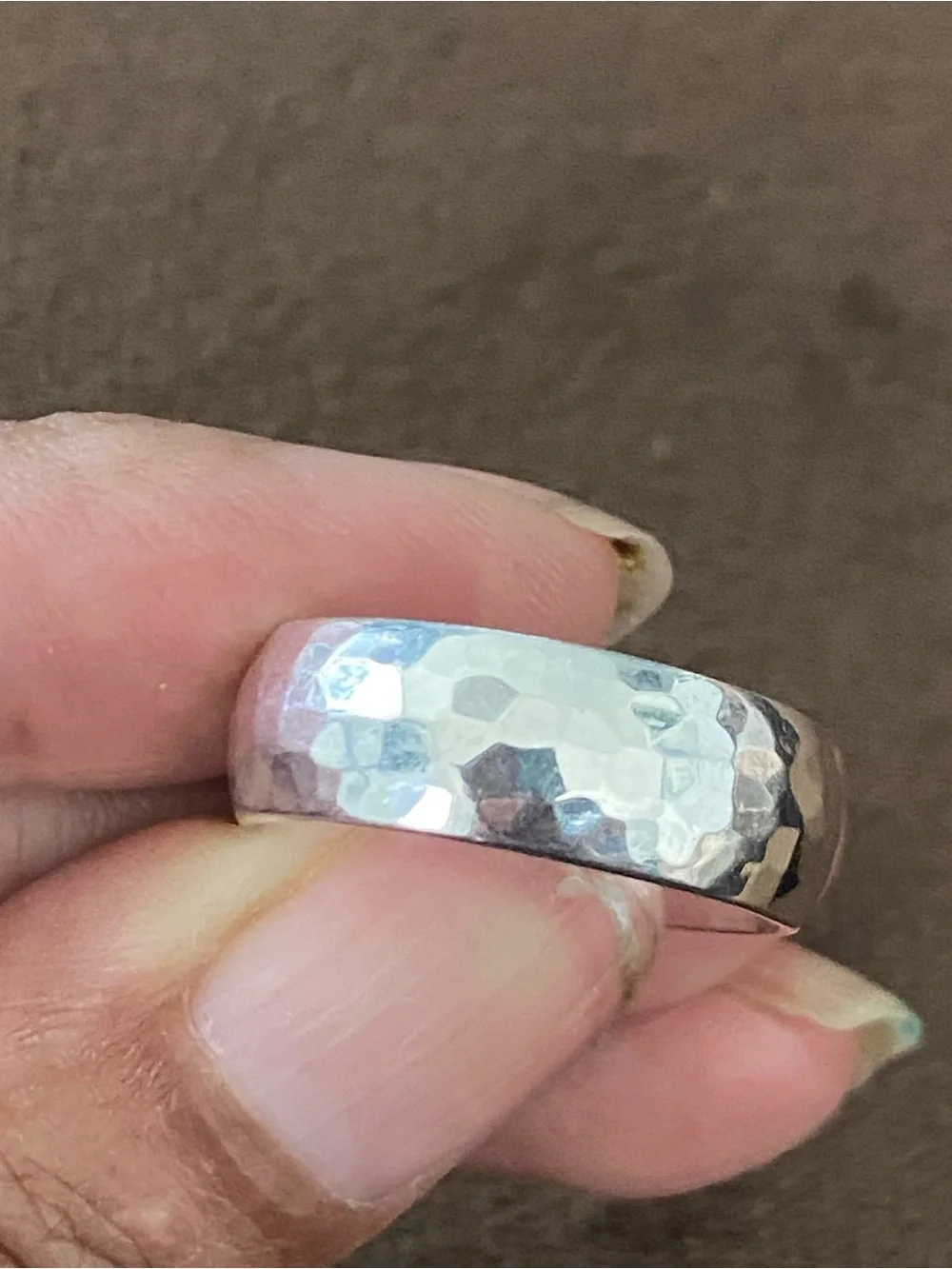 Hammered Sterling Silver 925 Men's Band Ring